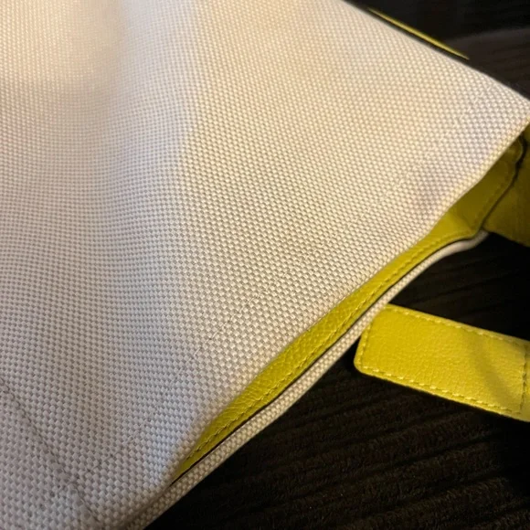 Coach canvas and lime green/yellow leather shoulder purse - Picture 3 of 15